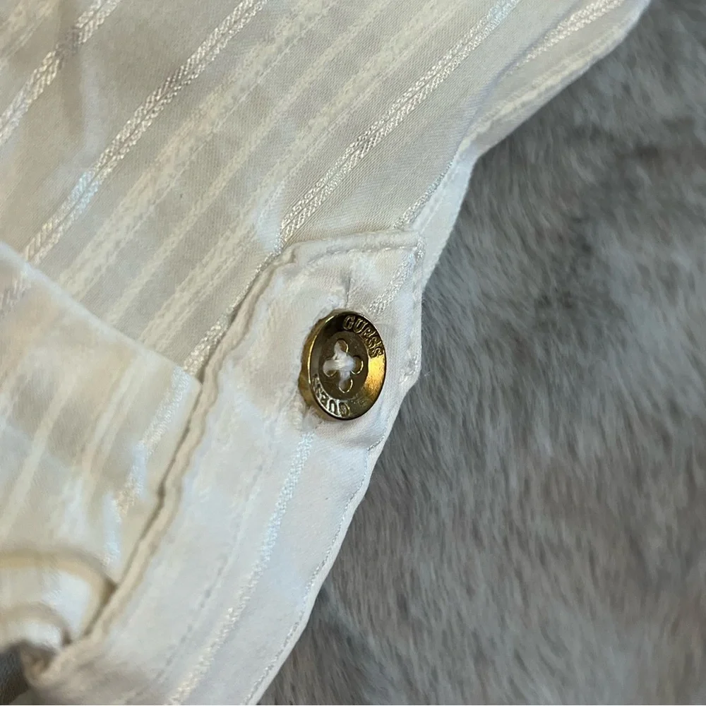 Guess White Short Sleeve Button Down Shirt - Picture 9 of 12